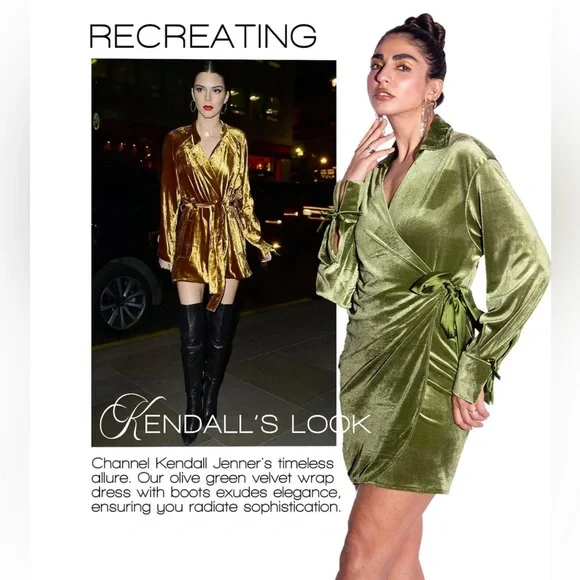 NWT Cider Belted Sage Green Velvet Mini Dress, Size Small - Picture 6 of 11